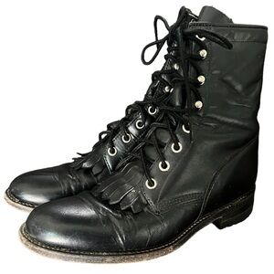 Justin Boots Roper Lace‎ Up Boots Black Size 6 Women’s